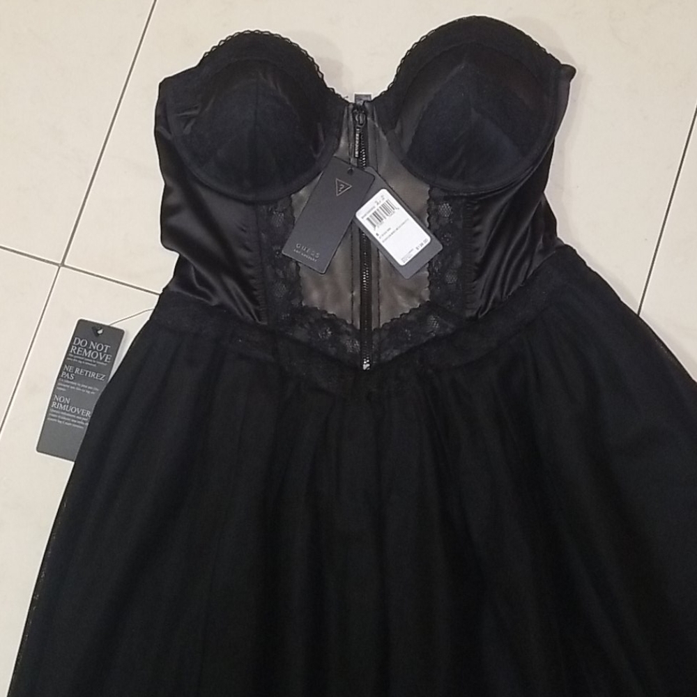 Guess Jet Black Strapless Mini Dress